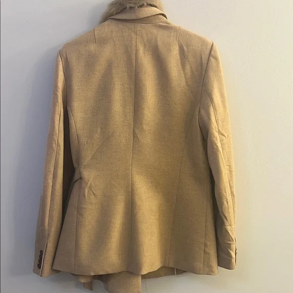 BANNA REPUBLIC - Elegant Tan Faux Fur Trimmed Women's Jacket size 12 - Picture 6 of 9